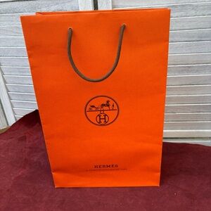 Orange Hermes Paper Shopping Bag with Logo